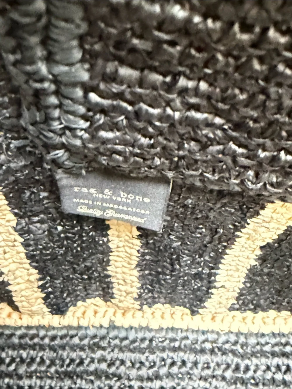 😍 NWT Rag & Bone Daily Tote Raffia Leather Black Natural Stripe